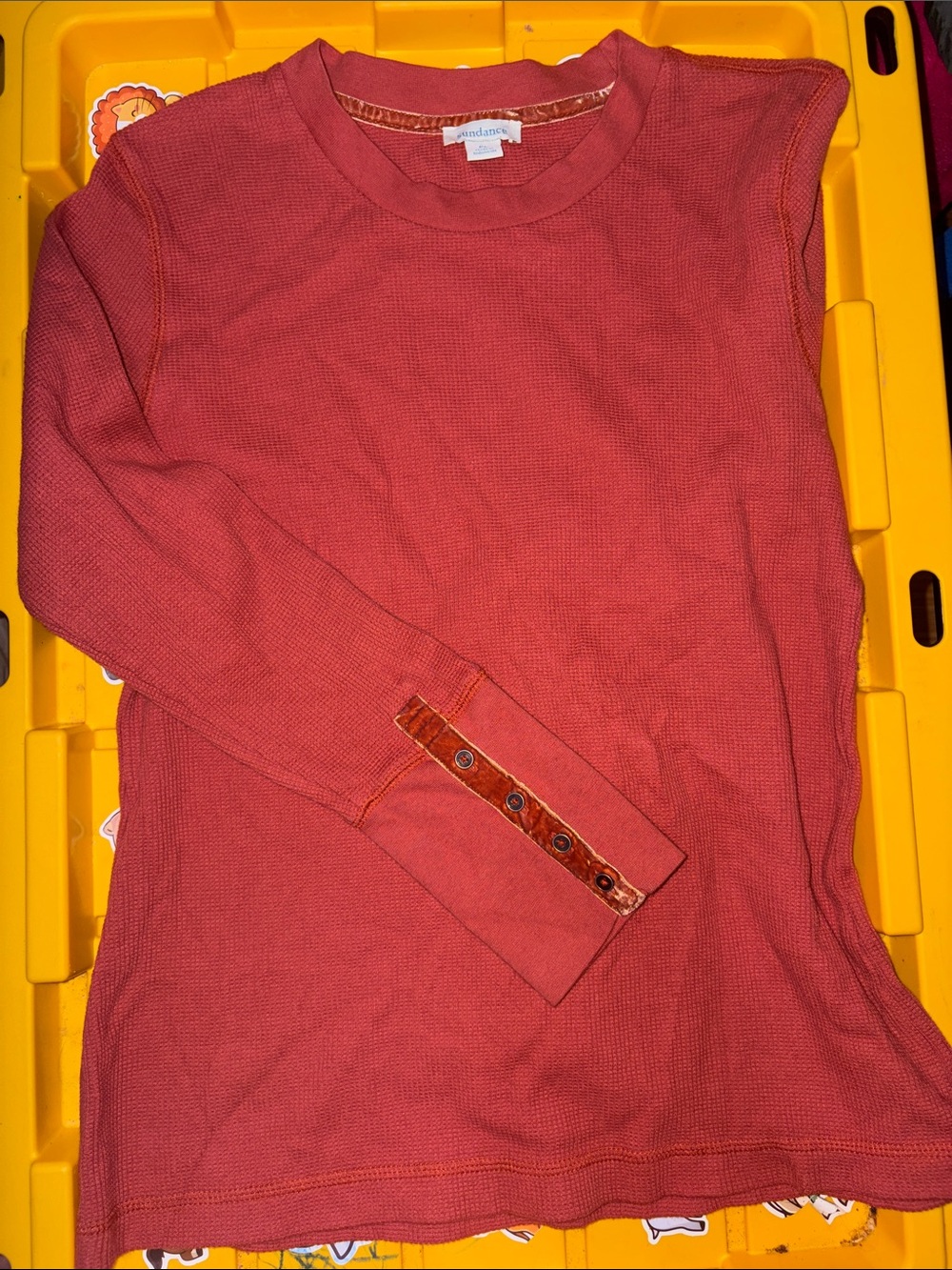 Sundance Red Long Sleeve Thermal Top velvet sleeve